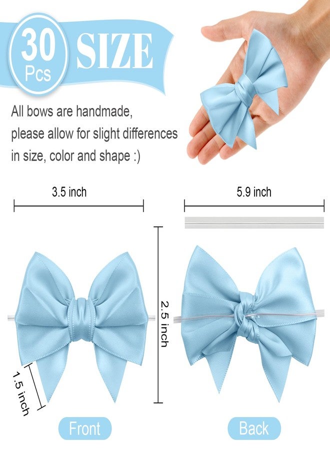 Jacriah Baby Blue Twist Tie Bows for Treat Bags, 30 Pack 3.5 Inch Premade Satin Ribbon Bows for Gift Wrapping Crafts Party Decoration Wedding Favors Bridal Shower Christmas Tree Decor Cake Pops Candy - Image 2
